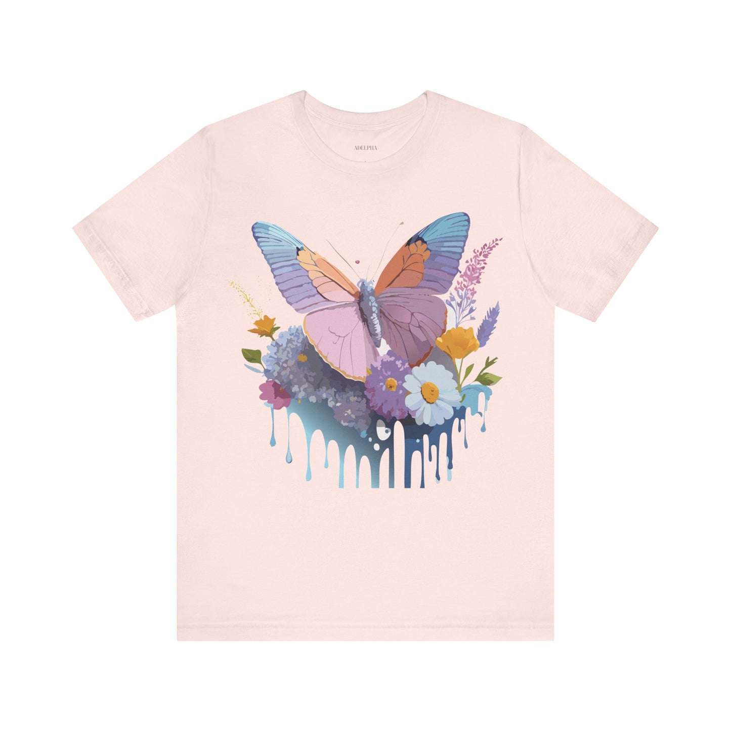 Natural Cotton Tee Shirt with Butterfly