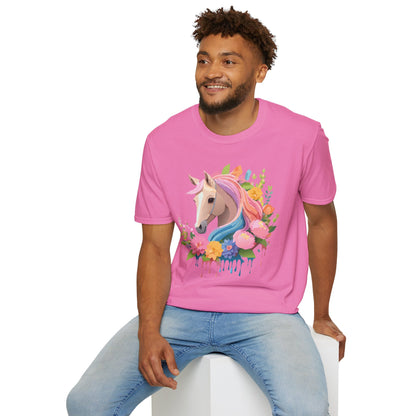Unisex Horse Shirt Soft Cotton Tee With Animal Artwork Gildan Softstyle