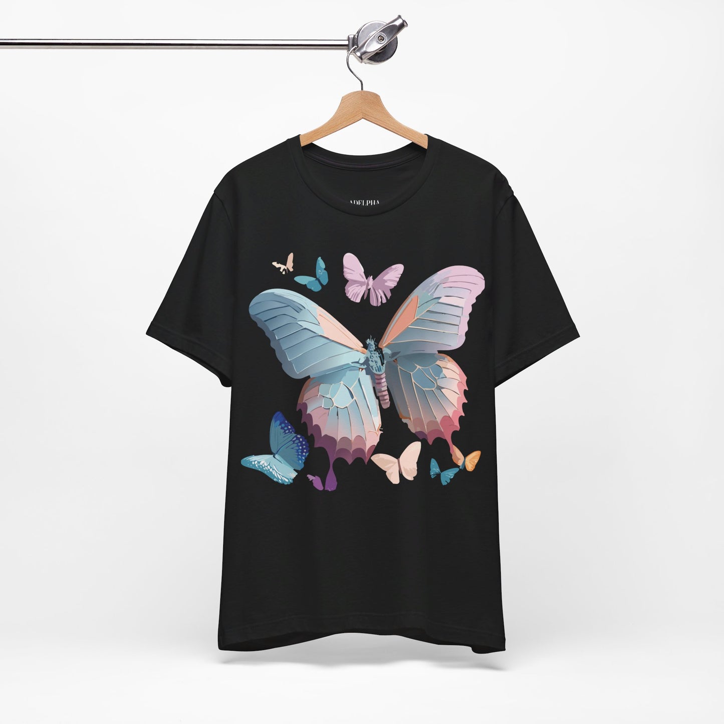 Natural Cotton Tee Shirt with Butterfly