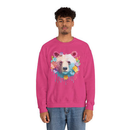 Unisex Floral Bear Sweatshirt Gildan 18000 Art Design Animals