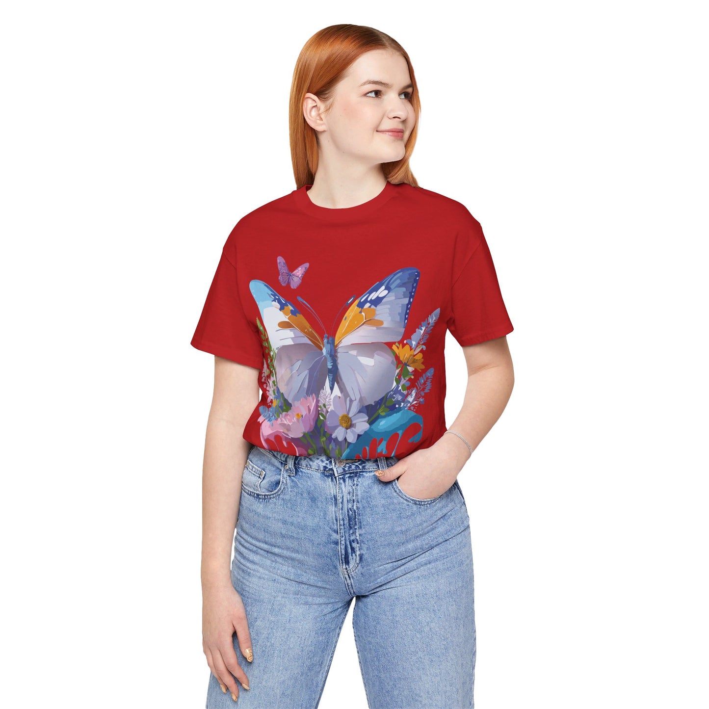 Natural Cotton Tee Shirt with Butterfly