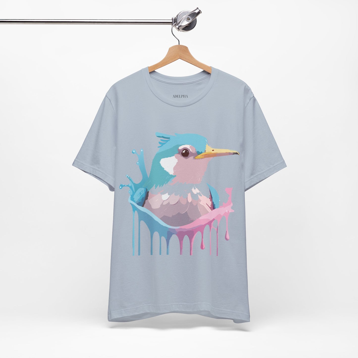 Natural Cotton Tee Shirt with Bird