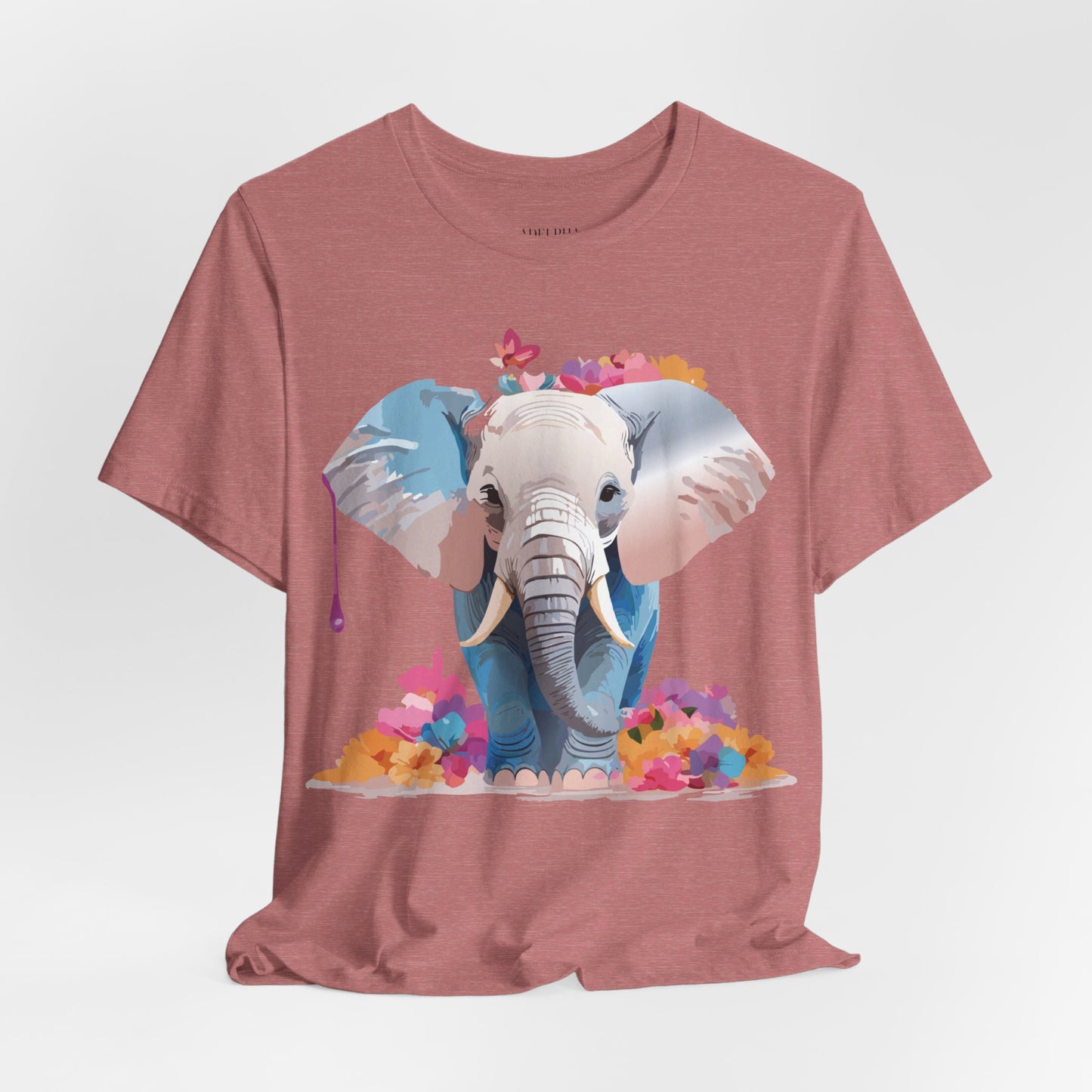 Natural Cotton Tee Shirt with Elephant