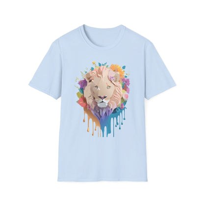 Unisex Lion Shirt Floral Lion Tee Softstyle Gildan 64000 100 Percent Cotton