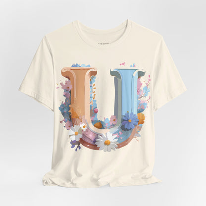 Natural Cotton Tee Shirt - Letters Collection - U Printify