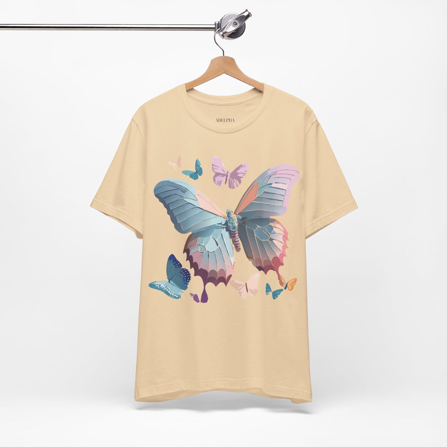 Natural Cotton Tee Shirt with Butterfly