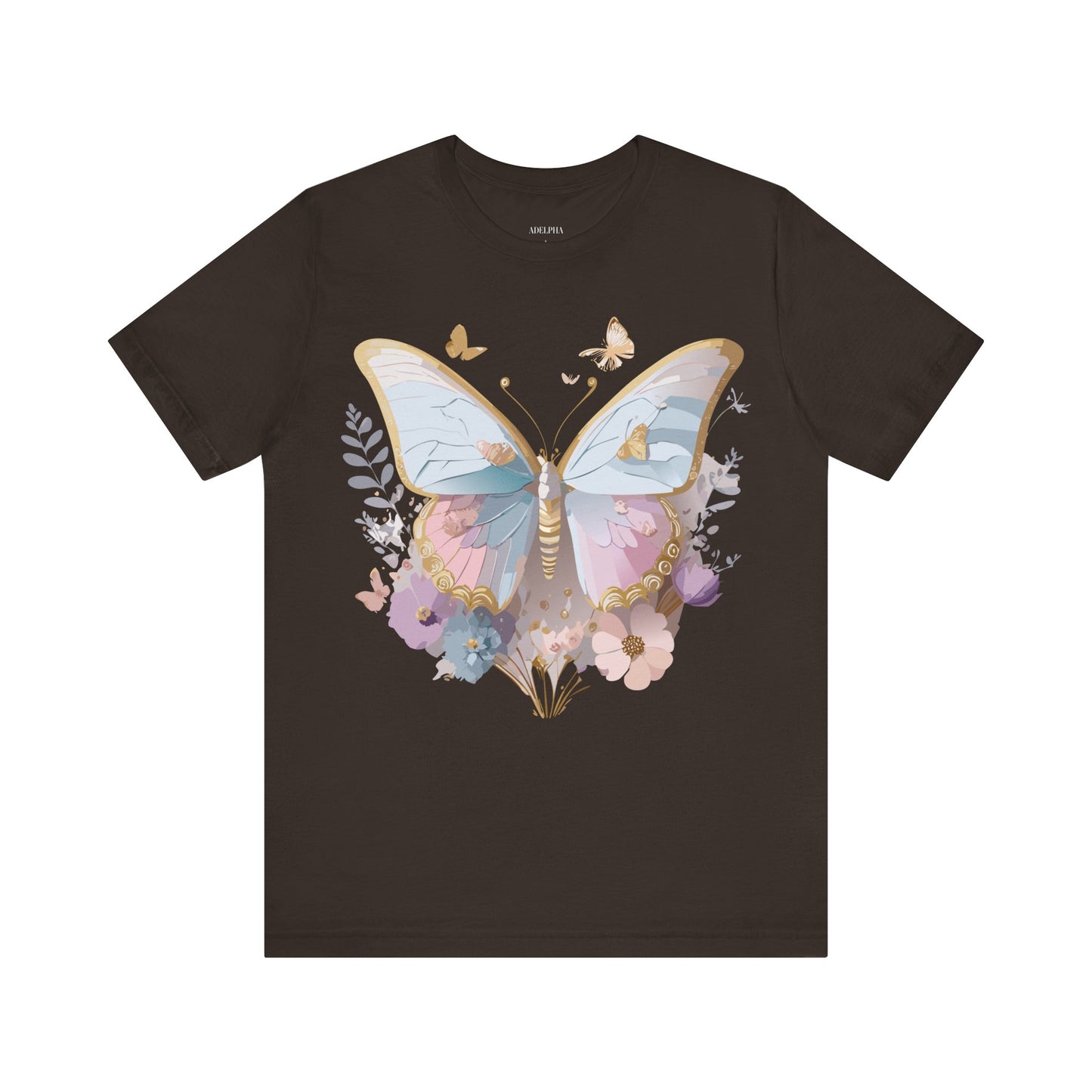 Natural Cotton Tee Shirt with Butterfly