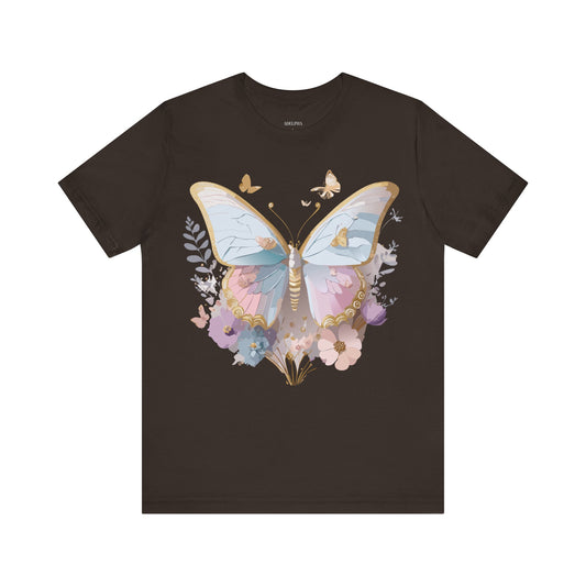 Natural Cotton Tee Shirt with Butterfly