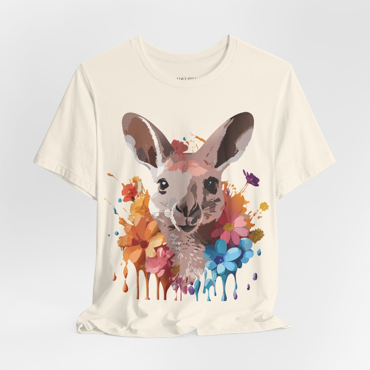 Natural Cotton Tee Shirt with Kangaroo