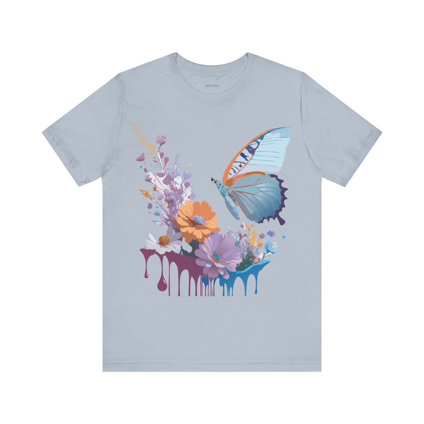 Natural Cotton Tee Shirt with Butterfly