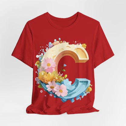 Natural Cotton Tee Shirt - Letters Collection - C Printify
