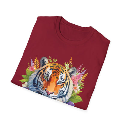 Tiger Print Unisex Gildan Softstyle Tee 64000 100 Percent Ring Spun Cotton