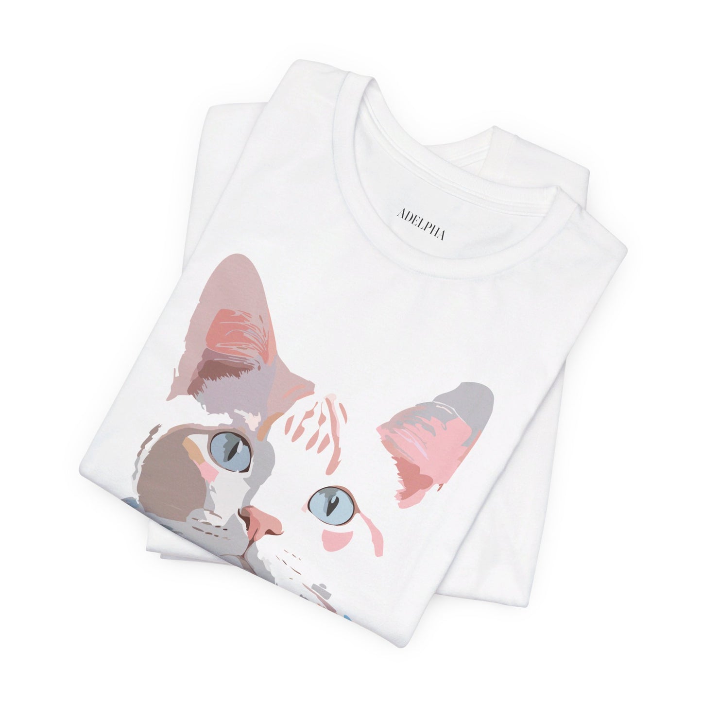 Natural Cotton Tee Shirt with Cat