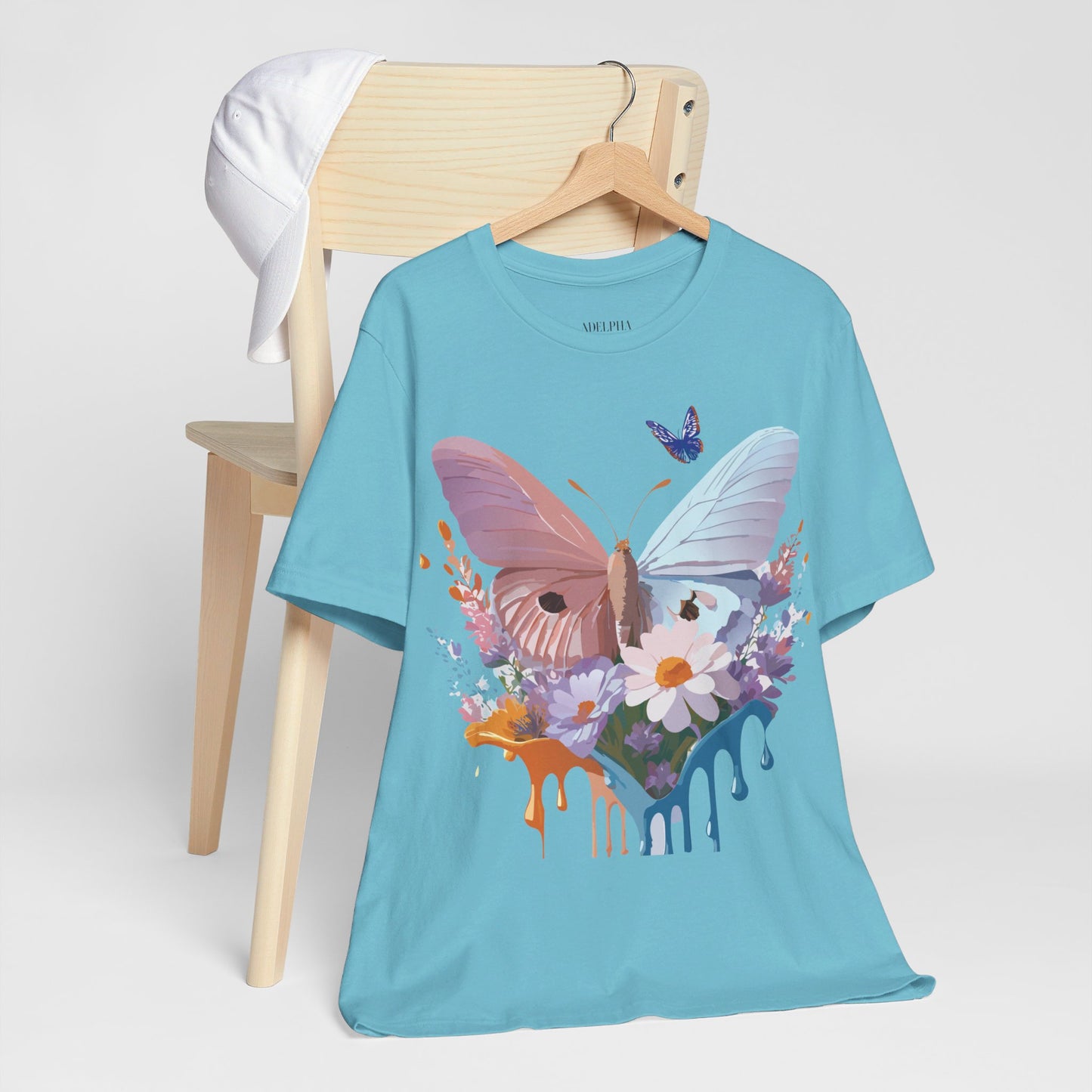 Natural Cotton Tee Shirt with Butterfly