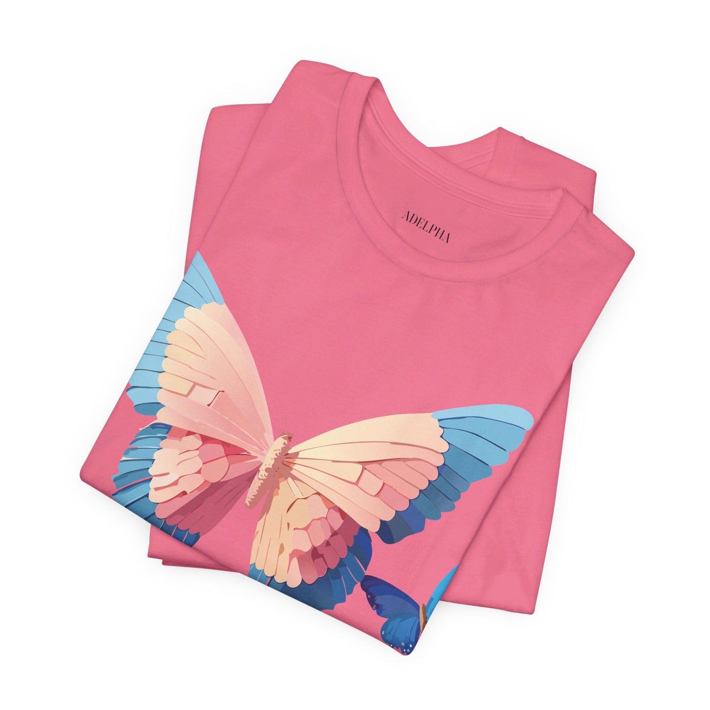 Natural Cotton Tee Shirt with Butterfly