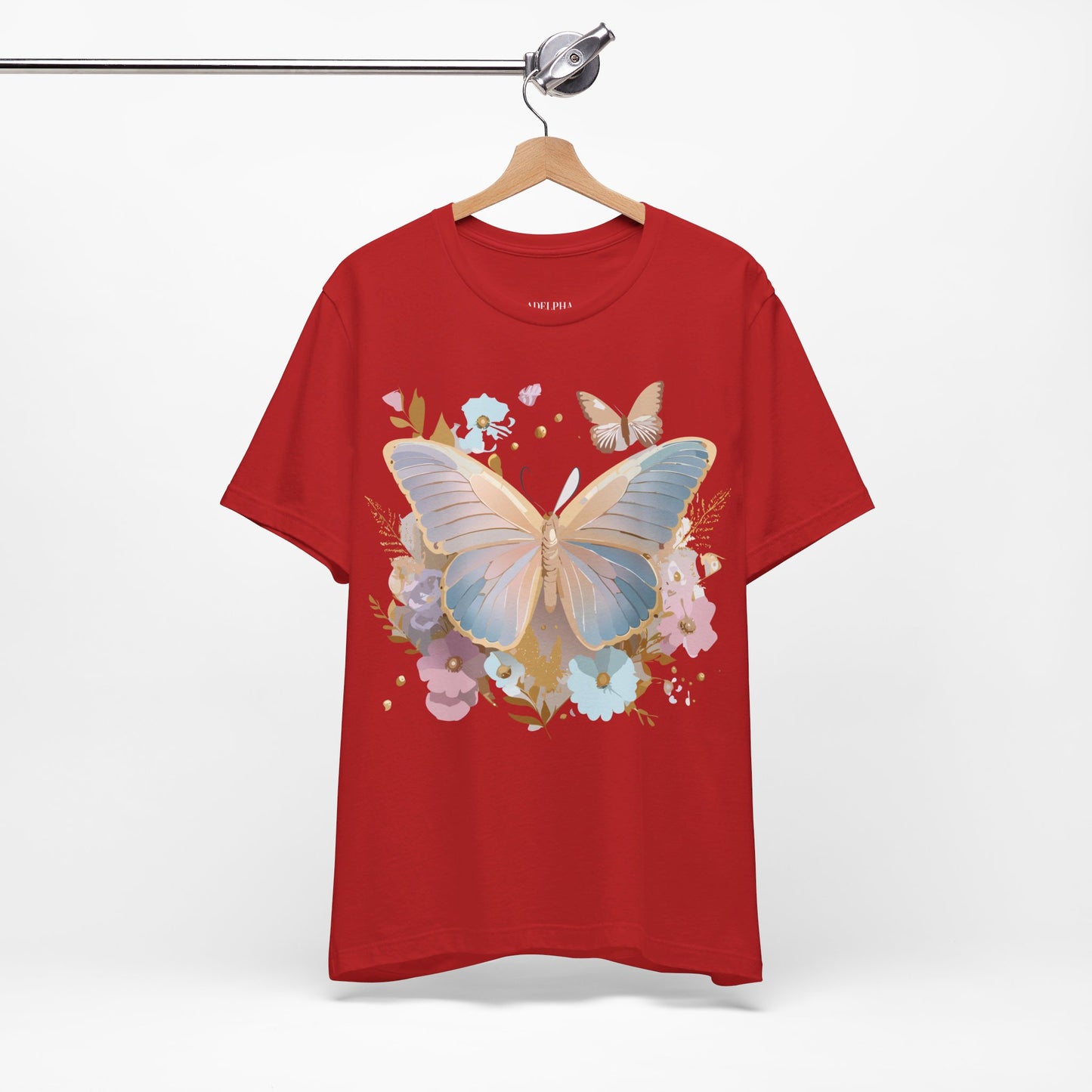 Natural Cotton Tee Shirt with Butterfly