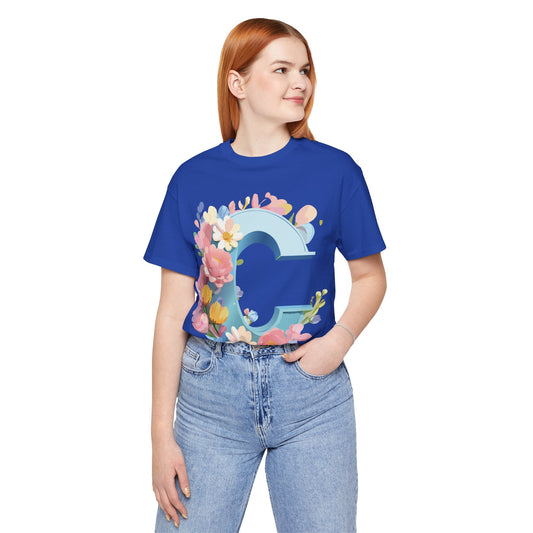 Natural Cotton Tee Shirt - Letters Collection - C Printify