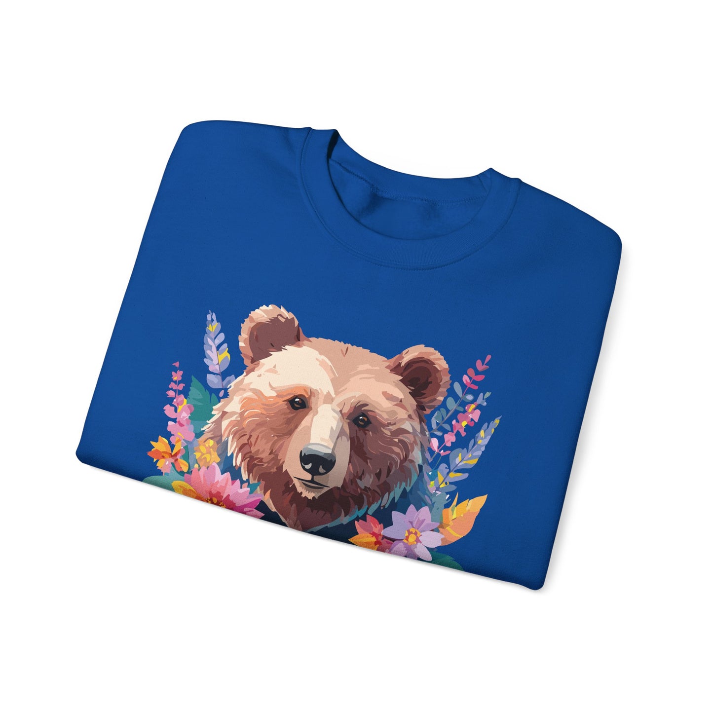 Unisex Floral Bear Sweatshirt, Animals Sweatshirt, Floral Sweatshirt, Art Design Sweatshirt