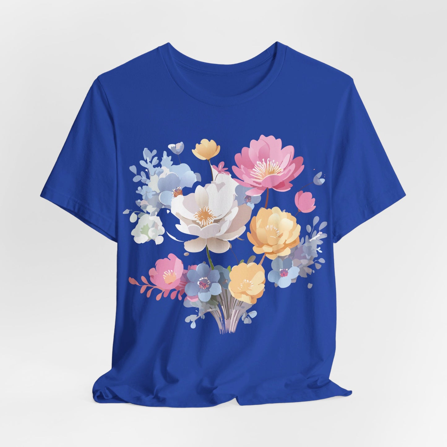 Natural Cotton Tee Shirt with Flowers