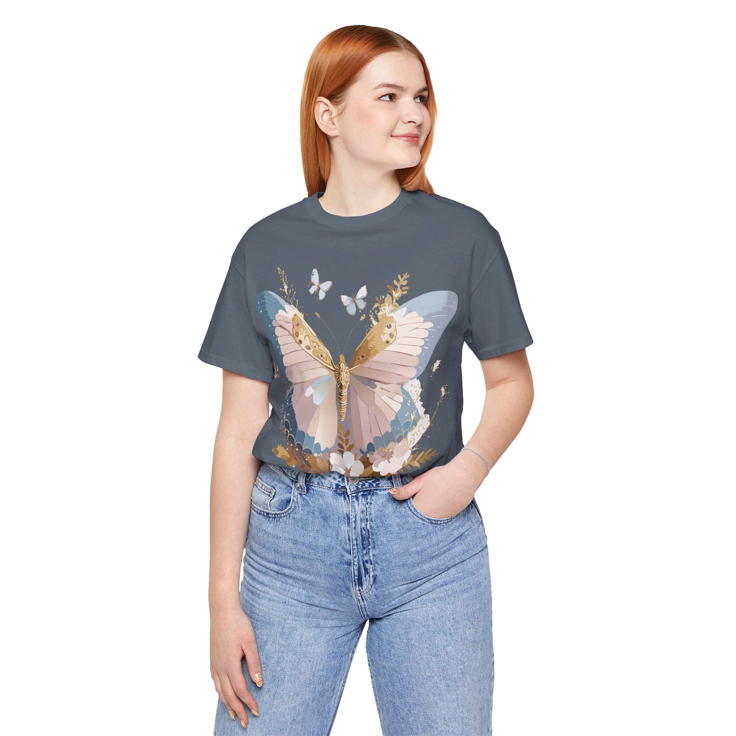 T-shirt en coton naturel avec papillon