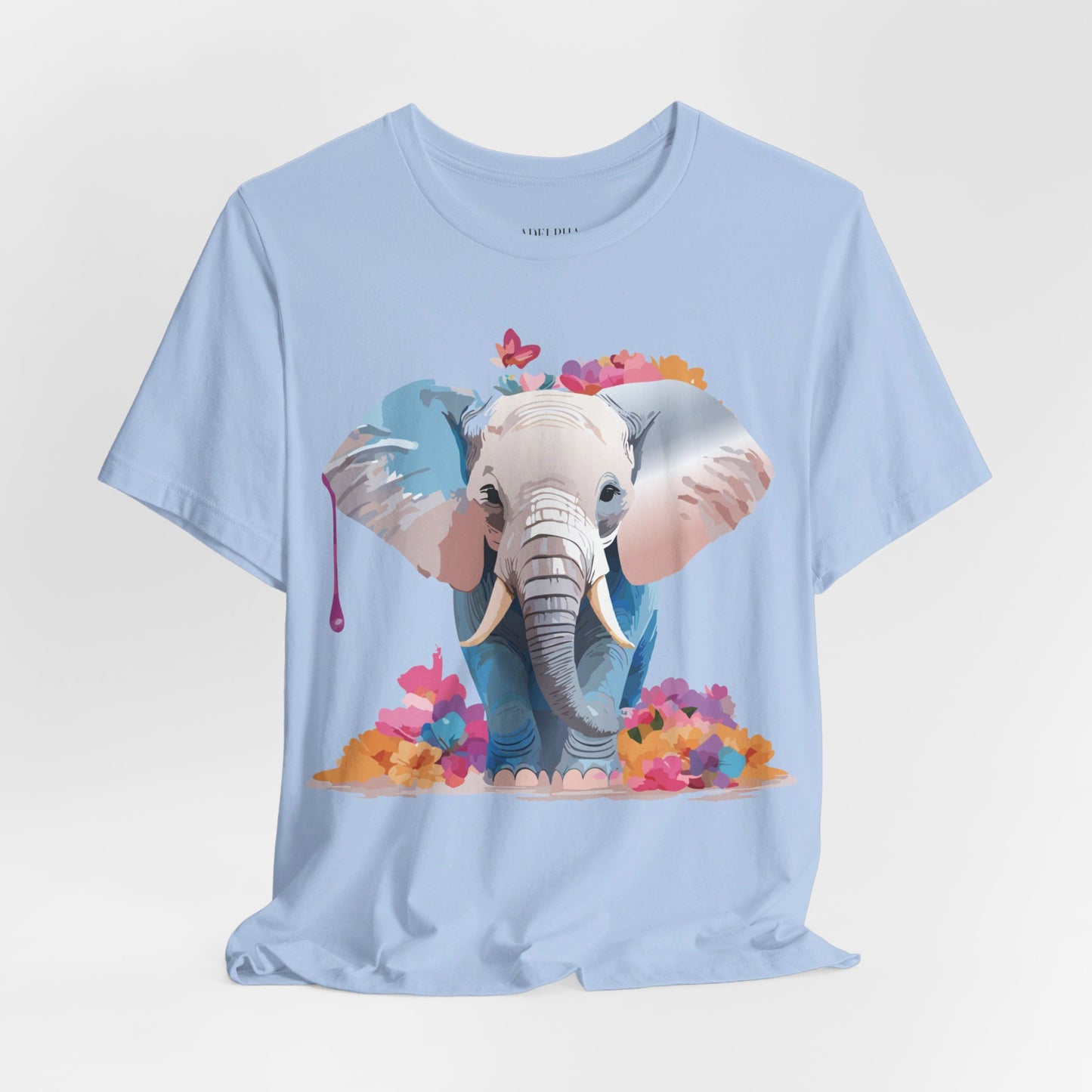 T-shirt en coton naturel avec motif éléphant