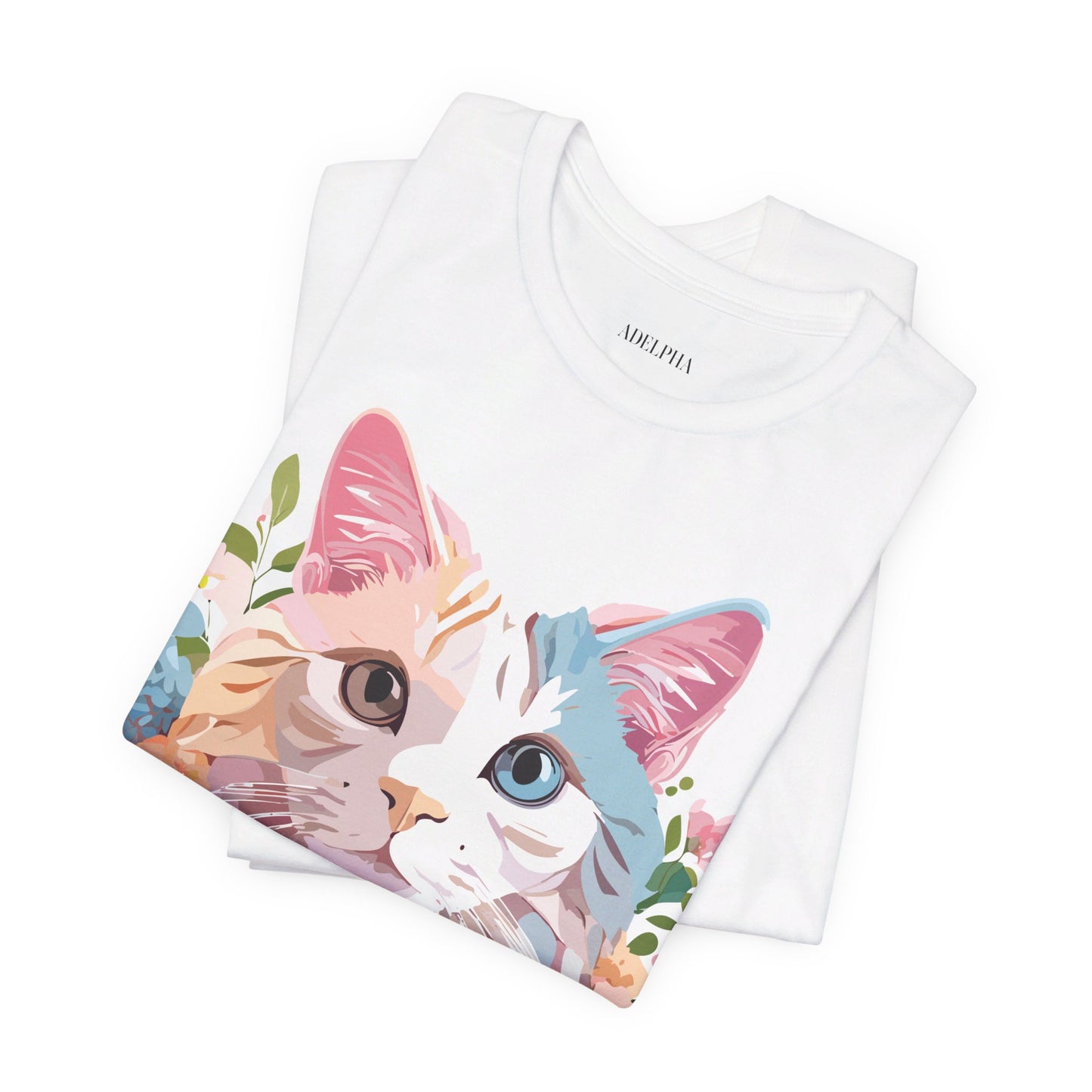 Natural Cotton Tee Shirt with Cat