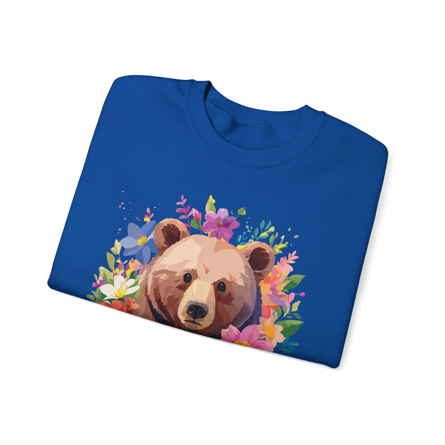 Unisex Floral Bear Sweatshirt, Animals Sweatshirt, Floral Sweatshirt, Art Design Sweatshirt