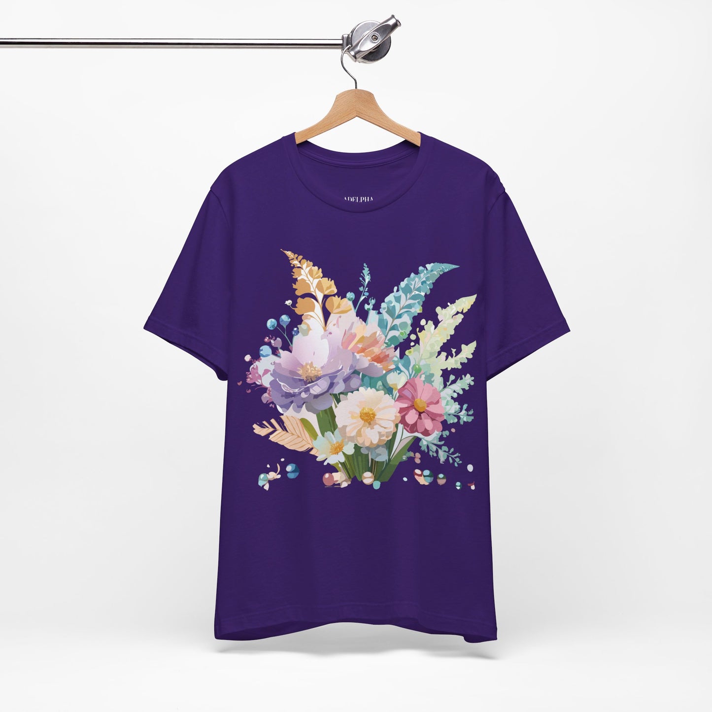 Natural Cotton Tee Shirt with Flowers