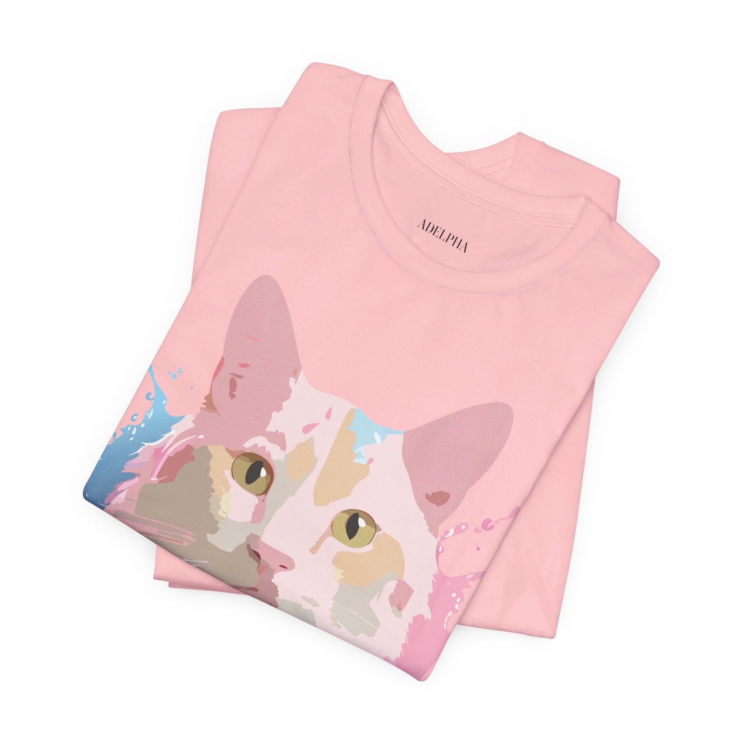 Natural Cotton Tee Shirt with Cat