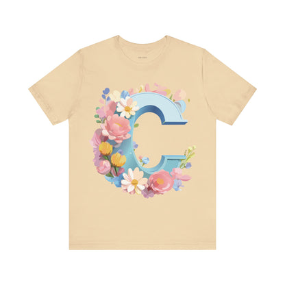 Natural Cotton Tee Shirt - Letters Collection - C Printify