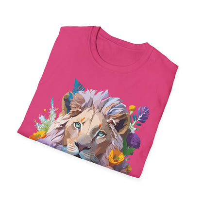 Unisex Lion Shirt Floral Lion Tee Animal Print Tee Gildan 64000