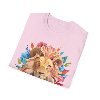 Lion Shirt Unisex Floral Lion Tee Gildan Softstyle 64000 Lightweight Cotton Tee