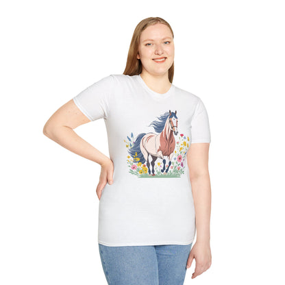 Unisex Horse Tee Softstyle Cotton Shirt With Animals Design Graphic