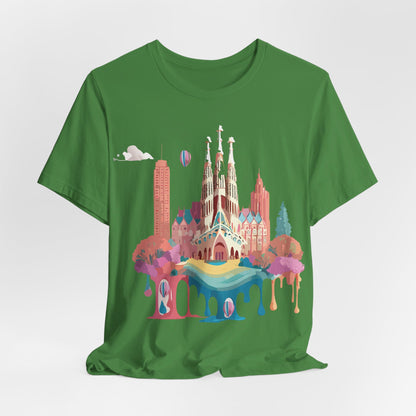 Natural Cotton Tee Shirt - Beautiful Places Collection - Barcelona Printify