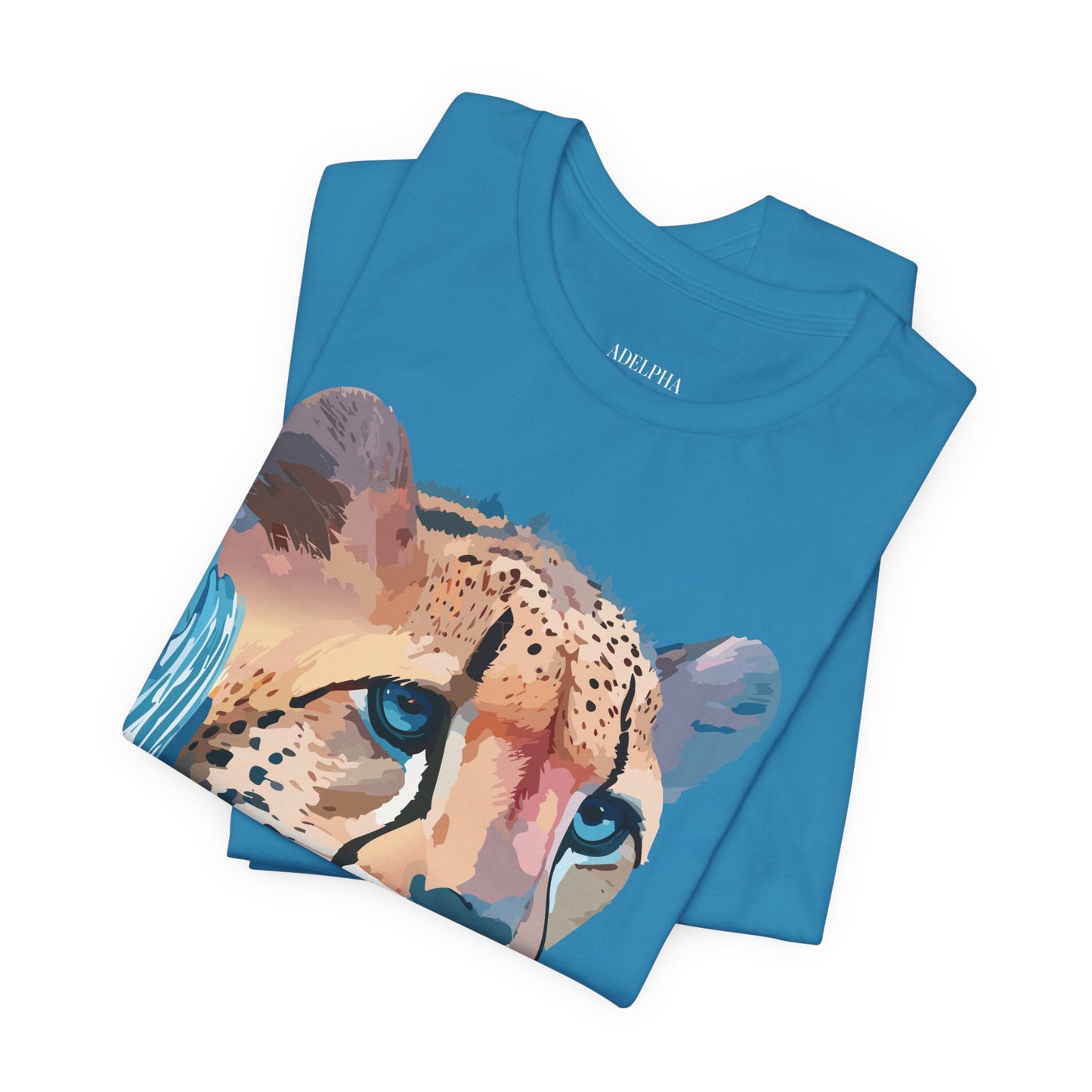 Natural Cotton Tee Shirt with Cheetah