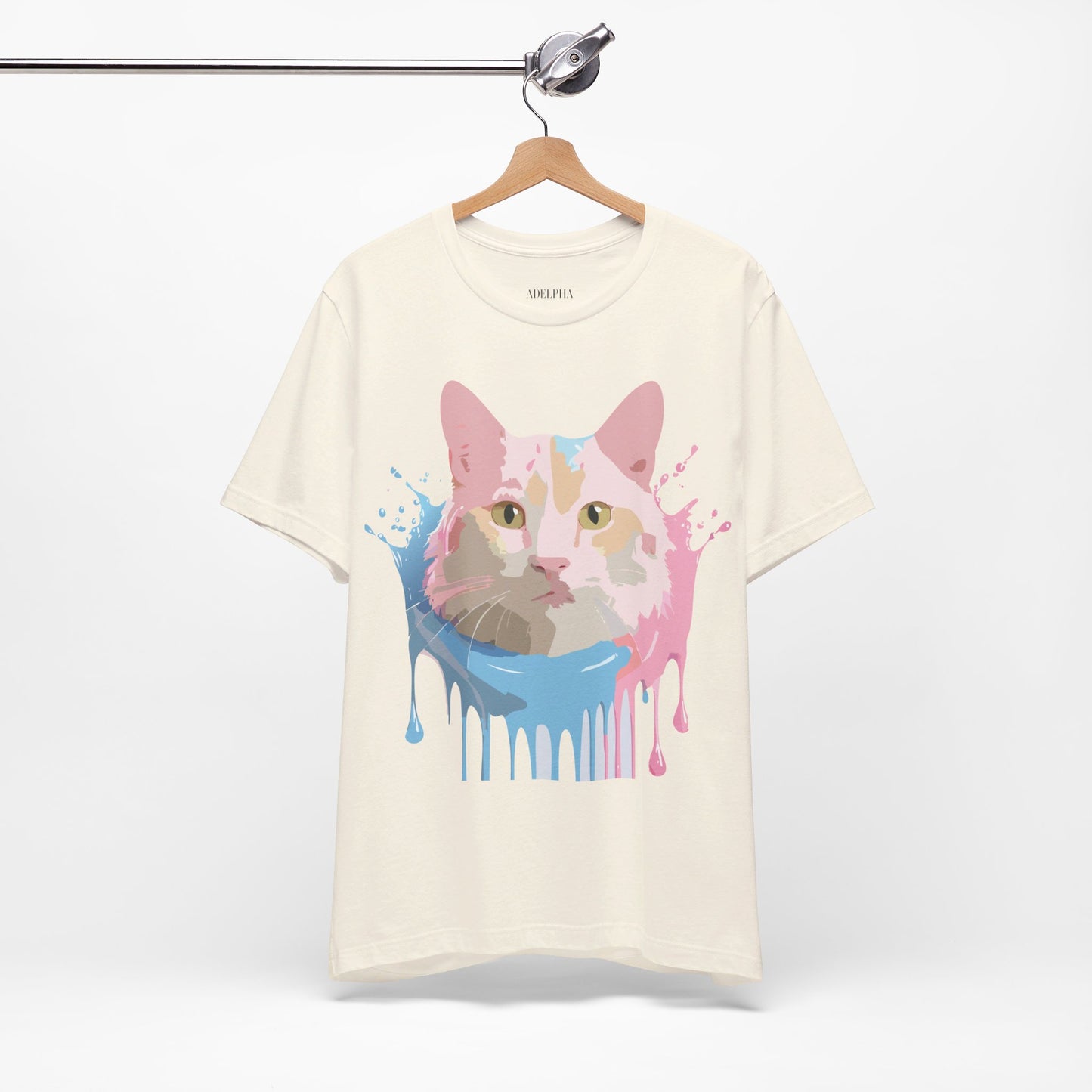 Natural Cotton Tee Shirt with Cat