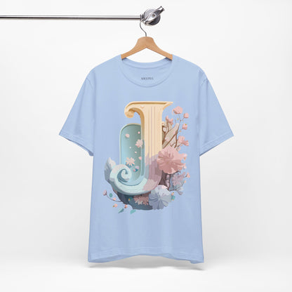 Natural Cotton Tee Shirt - Letters Collection - J Printify