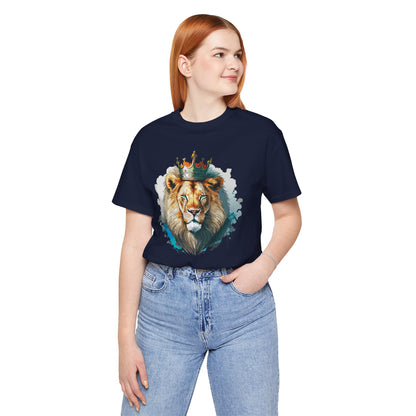Lion with Crown Tee Unisex Cotton Watercolor King Lion Graphic T-Shirt 2