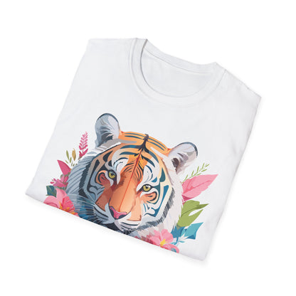 Tiger Print Unisex Softstyle T Shirt Short Sleeve Gildan 64000 Tee