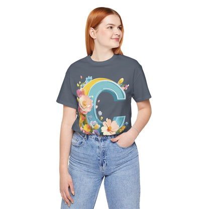 Natural Cotton Tee Shirt - Letters Collection - C Printify