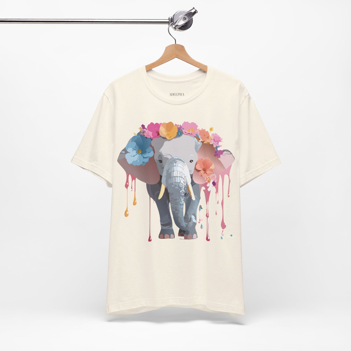 T-shirt en coton naturel avec motif éléphant