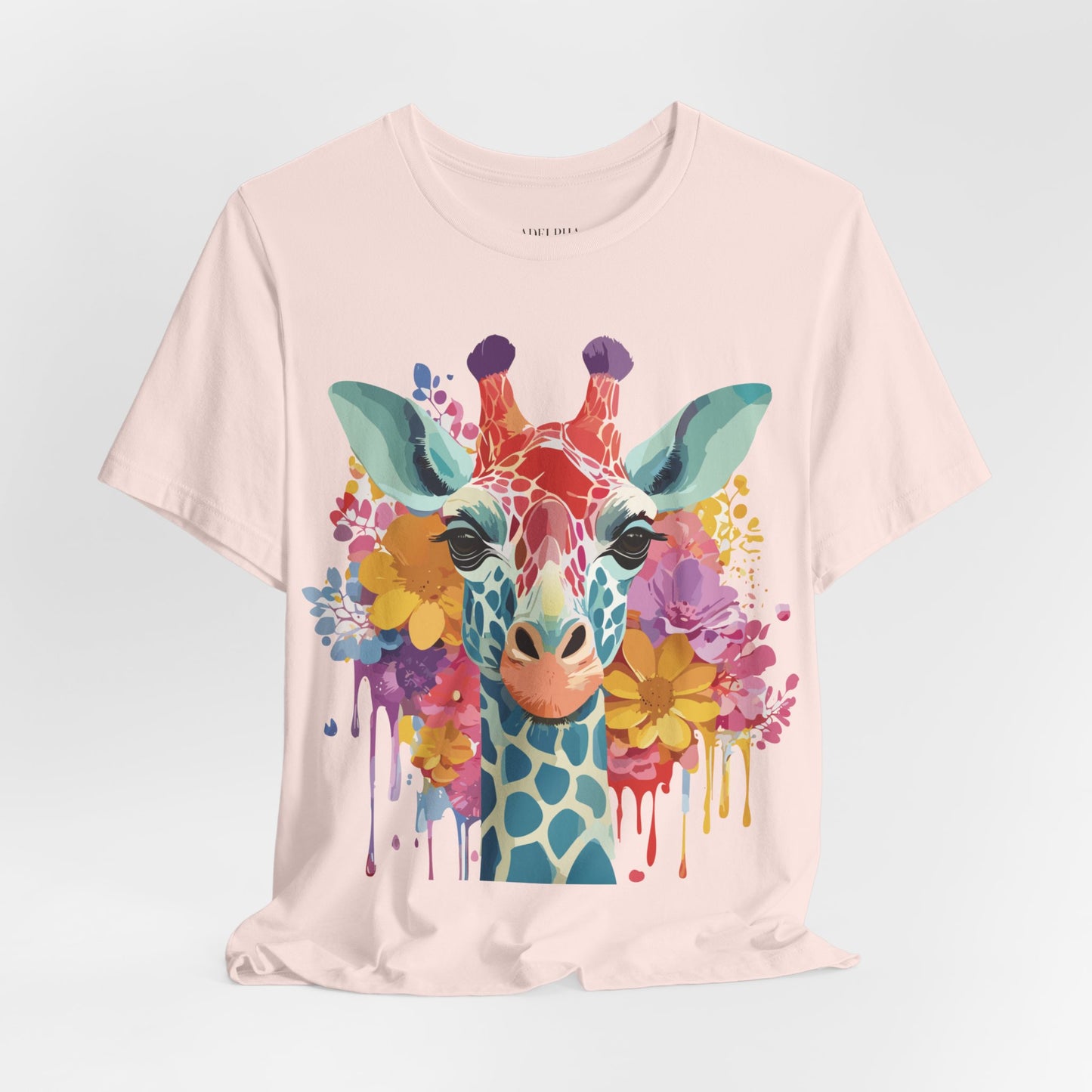 Natural Cotton Tee Shirt with Giraffe