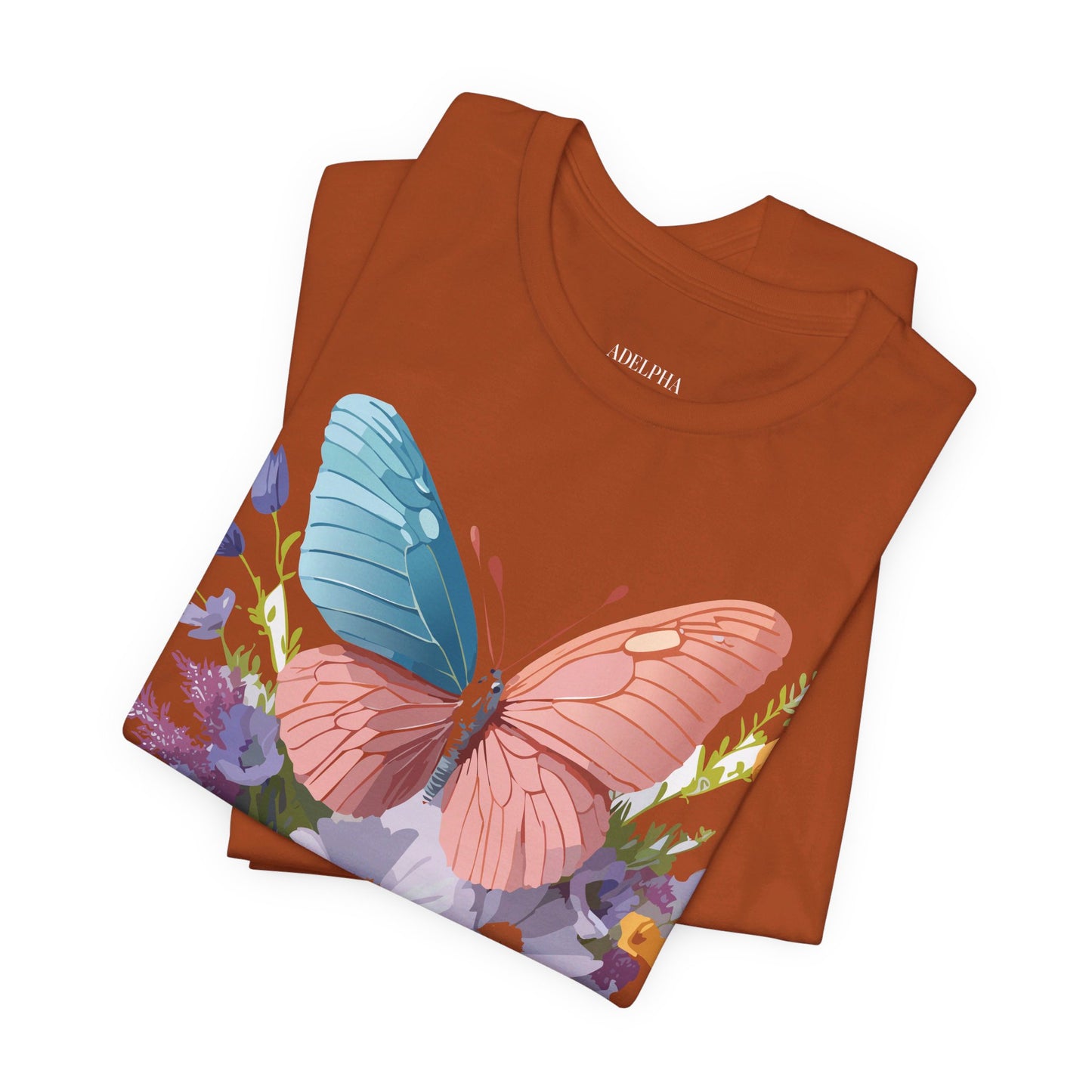 Natural Cotton Tee Shirt with Butterfly