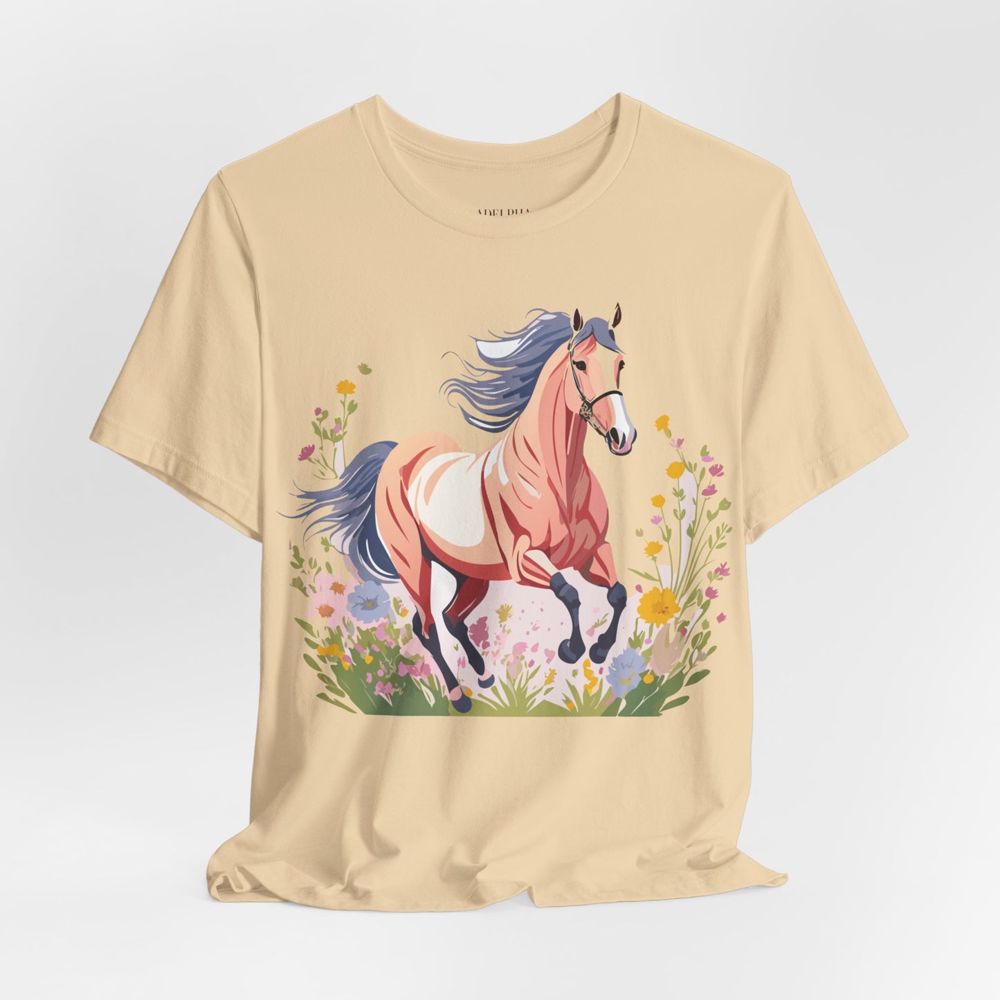 Natural Cotton Tee Shirt with Horse