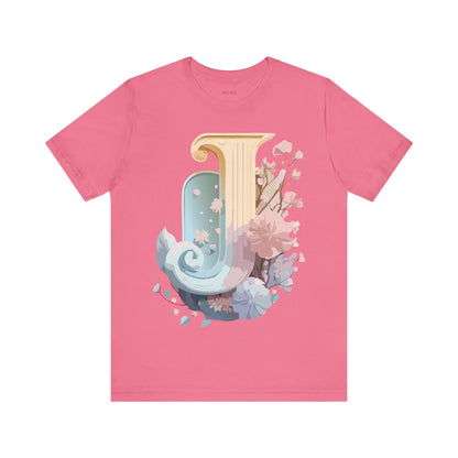Natural Cotton Tee Shirt - Letters Collection - J Printify