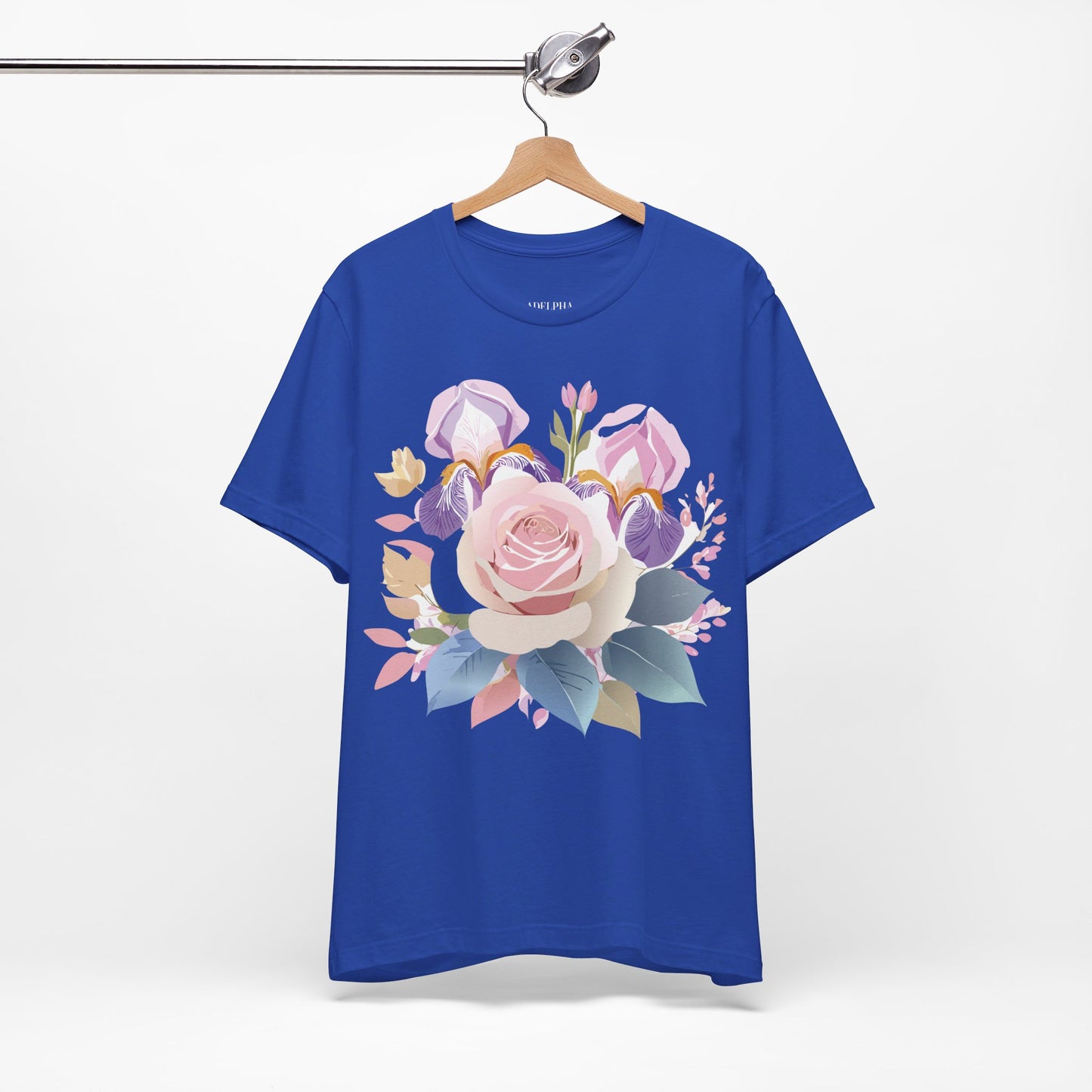 Natural Cotton Tee Shirt with Flowers