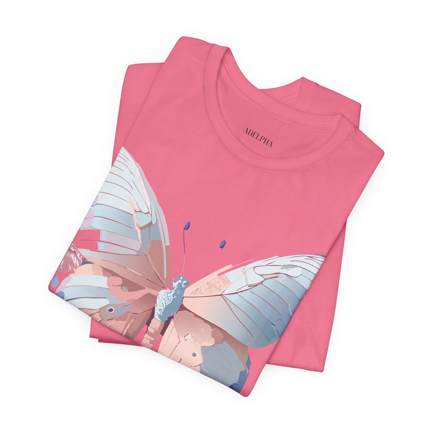 Natural Cotton Tee Shirt with Butterfly