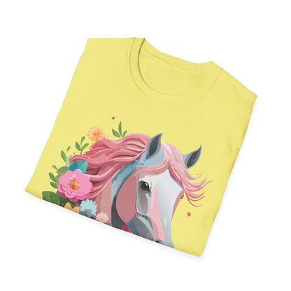 Unisex Horse Shirt Softstyle Cotton Tee With Animal Print Design