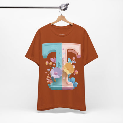 Natural Cotton Tee Shirt - Letters Collection - T Printify