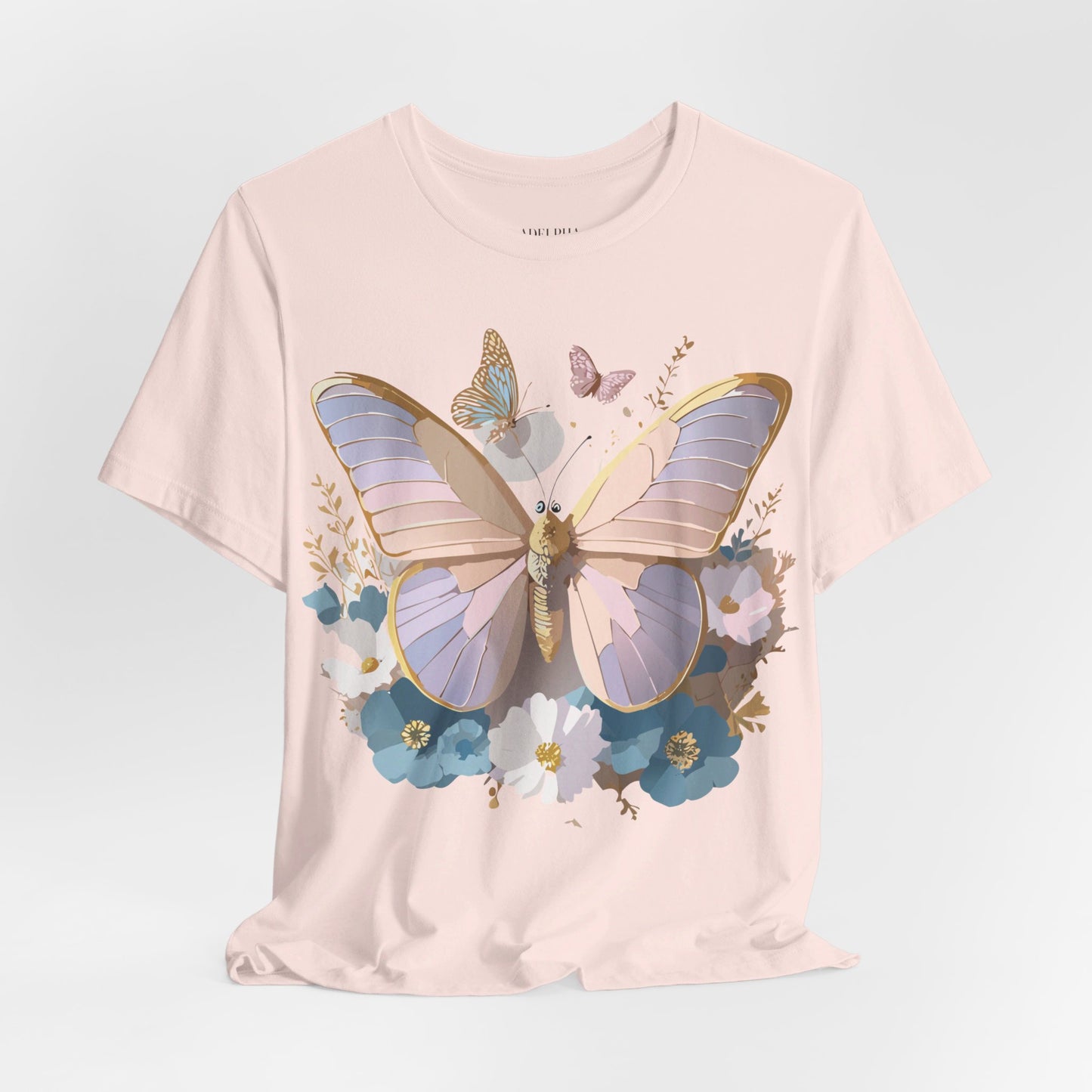 Natural Cotton Tee Shirt with Butterfly